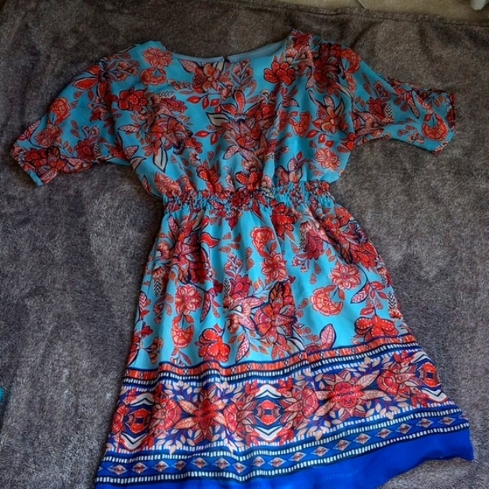 Enfocus Studio blue and orange floral dress